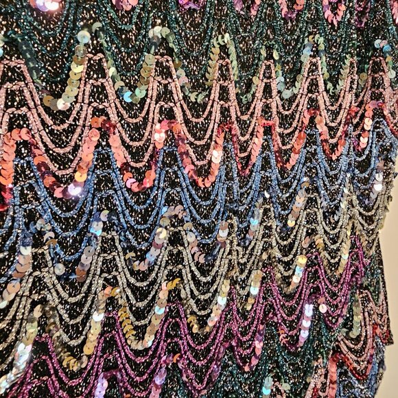 Vintage Copy Cats Sequin Top Size Large with Shoulder Pads - Picture 3 of 7